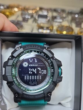 Ativa Teal and Black Digital Sports Watch with Rugged Case